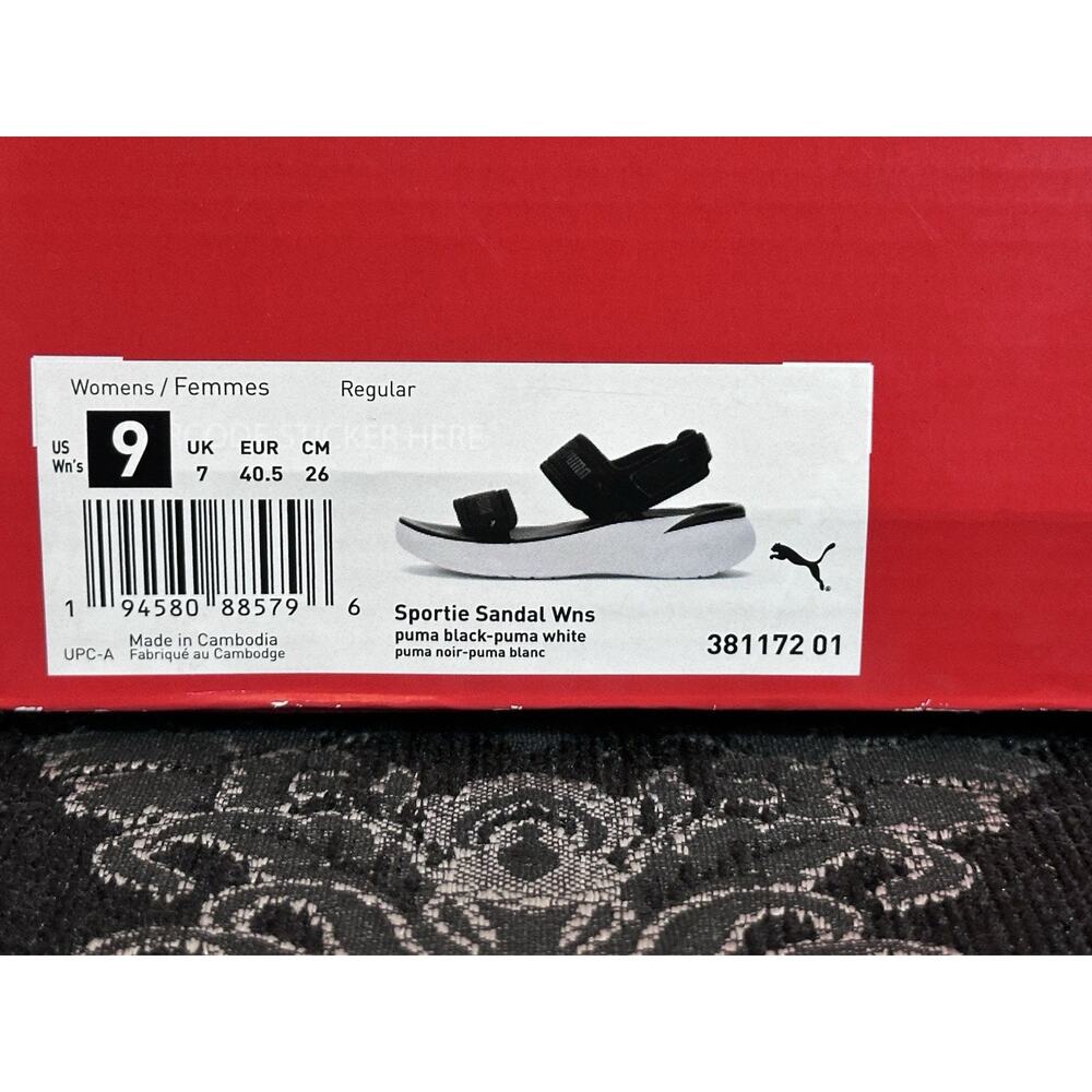 Puma Womens Sandals 9 Black Gray Sportie Softride Platform Adjustable Strap NIB - Picture 2 of 10